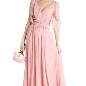 Blush chiffon long dress. Bridesmaid